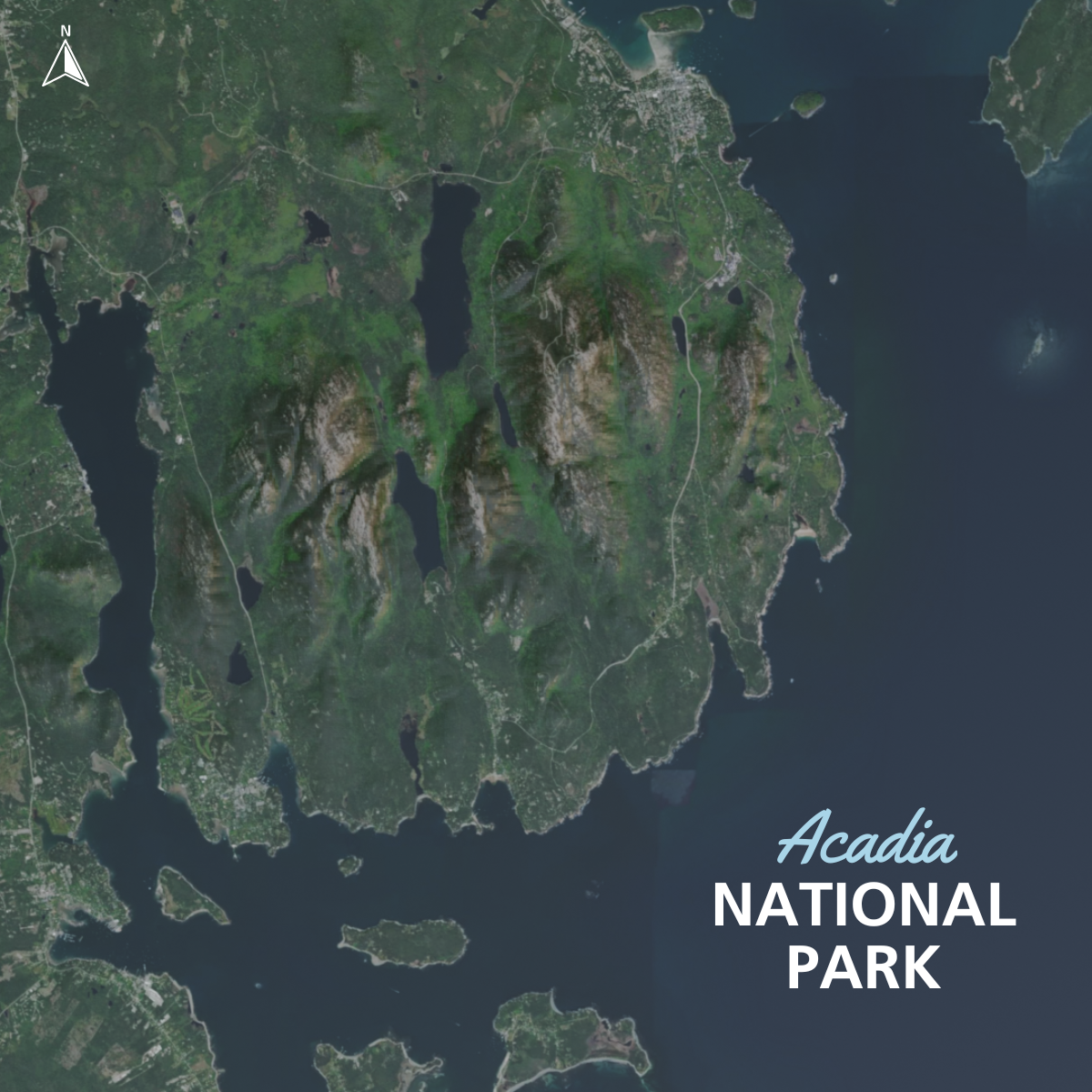 Elevation map of Acadia National Park Mount Desert Island