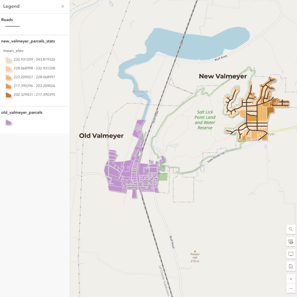 Valmeyer Town Relocation Map with parcels