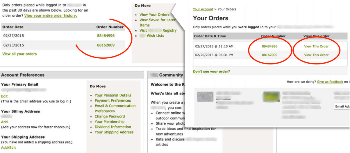 Screenshot of broken links